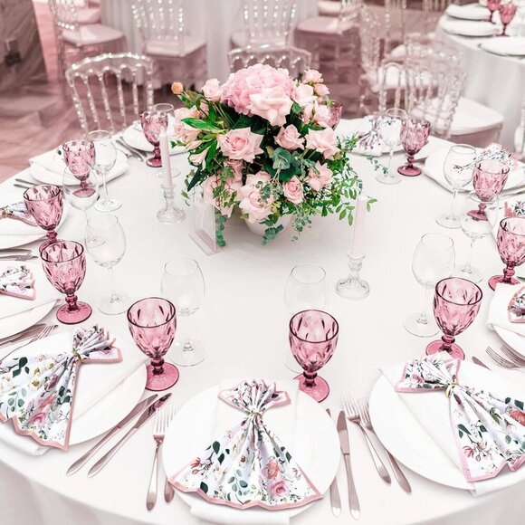 12 Pcs Floral Cloth Napkins 20'' x 20'' Washable Dinner Tea Party Napkins for Ki - Picture 5 of 6